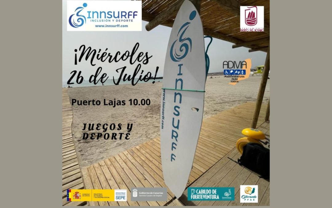 La Asociación Innsurff y el Ayuntamiento de Puerto del Rosario ofrecen actividades de deporte inclusivo en Puerto Lajas