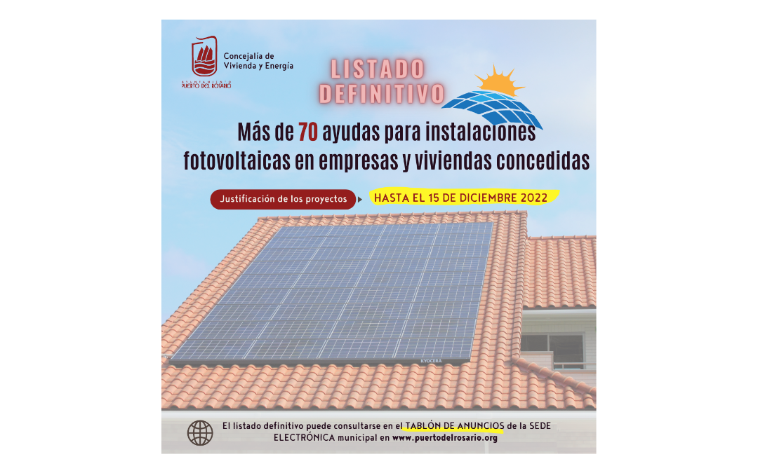 Más de 70 viviendas y empresas de Puerto del Rosario reciben la ayuda para la instalación de placas fotovoltaicas
