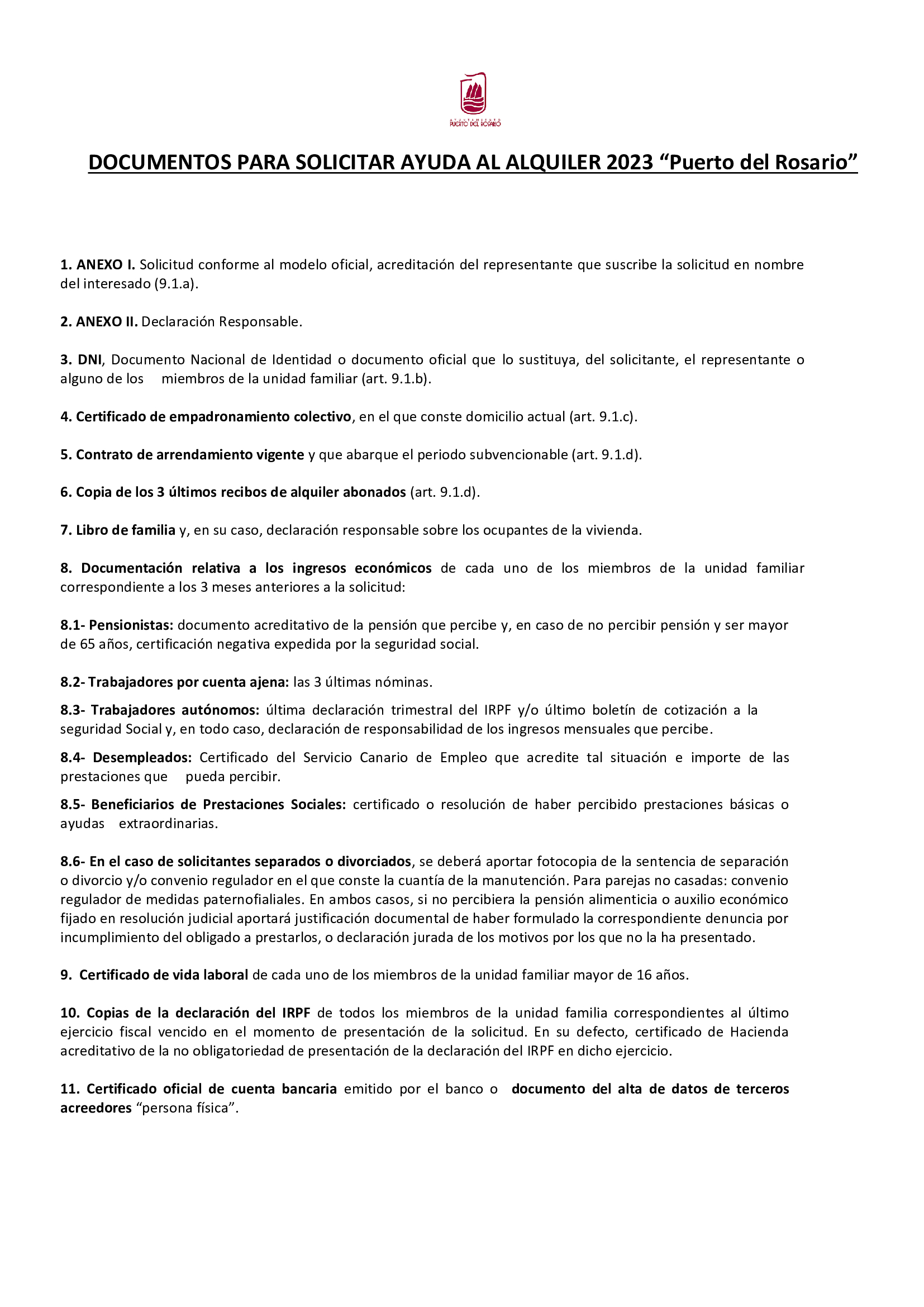 Puerto del Rosario aprueba una nueva convocatoria de ayudas para el ...